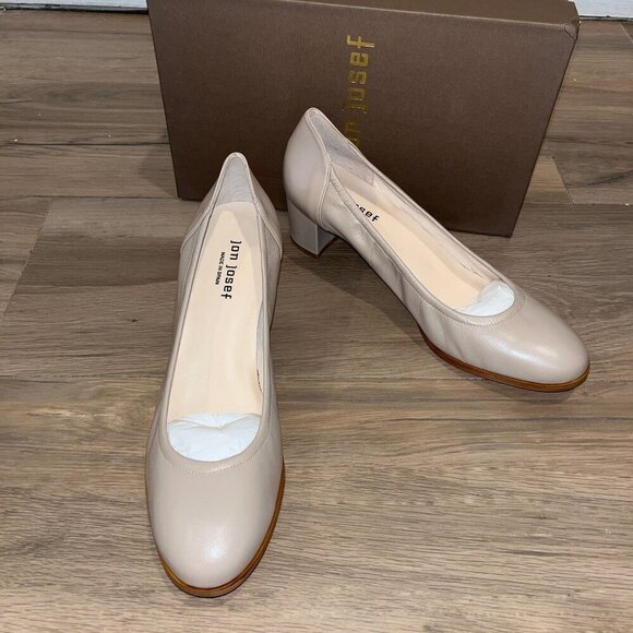 NWT AnTHROPOLOGIE Jon Josef Damas Dune Leather Leather Block Heel Pumps 10 - Picture 2 of 6